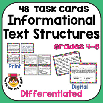 Preview of Informational Text Structures Task Cards: Differentiated  4-6: Print and Digital