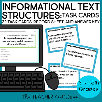 Preview of Informational Text Structures Task Cards - Text Structures Activity