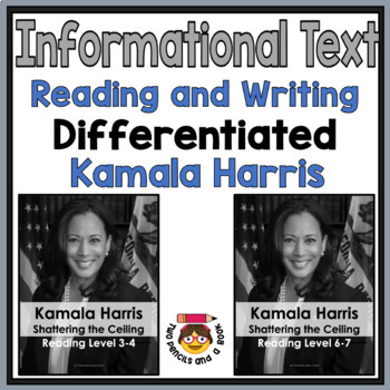 Preview of Kamala Harris - DIFFERENTIATED Reading Comprehension, Fluency Print-n-Go Unit
