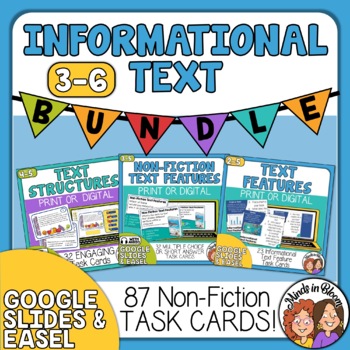 Preview of Informational Text Task Card BUNDLE | 3 Sets | Print & Digital | Nonfiction!