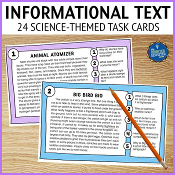 Preview of Science Informational Text Task Cards