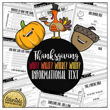 Preview of Informational Text: Thanksgiving | Reading Comprehension Passages and Questions