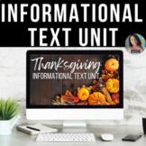 Informational Text Unit on Thanksgiving CHOICE BOARD