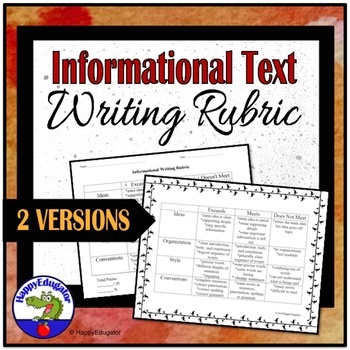 Preview of Informational Text Writing Rubric