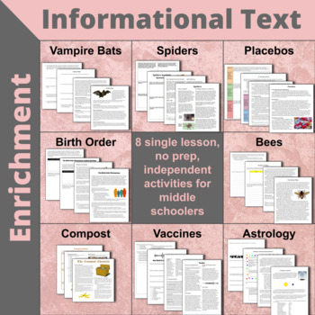 Preview of Informational Text for MS Science scientific literacy lesson plans Bundle #1