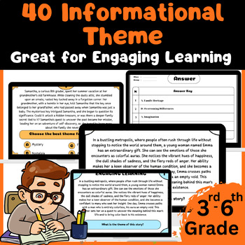 Preview of 40 Informational Theme: Task Cards Set Great for Engaging Learning