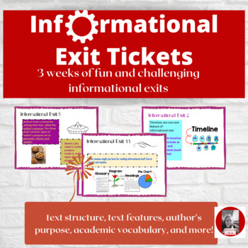 Preview of Informational Unit Exit Tickets Warm-Ups Bell Ringers Task Cards