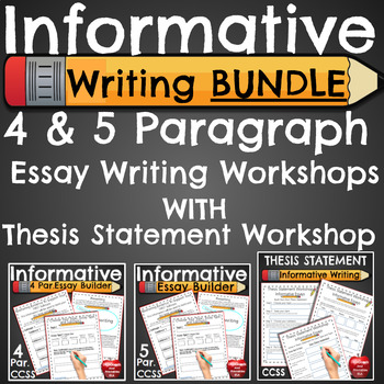 Preview of Informational Writing 4 and 5 Paragraph Essay and Thesis Statement Workshops