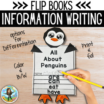 Preview of Informational Writing ALL ABOUT PENGUIN Flipbook and Holder