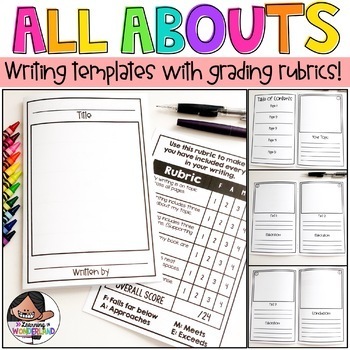 Preview of Informational Writing | All About Writing Templates With Grading Rubrics