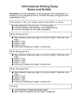 Boxes And Bullets Graphic Organizers Informational Worksheets Tpt