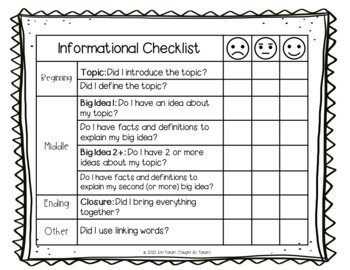 Informational Writing Graphic Organizer & Checklist by Taught By Tatum