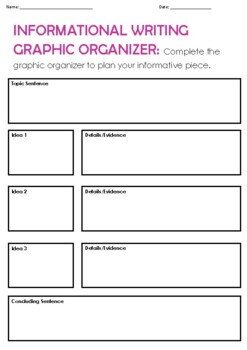 Preview of Informational Writing Graphic Organizer/Planner [Follow for More Freebies!] ❤️