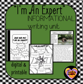 Preview of Informational Writing I Am An Expert Unit Third Grade Digital and Printable