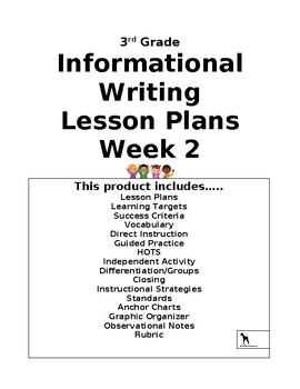 Preview of Informational Writing Lesson Plans- Week 2