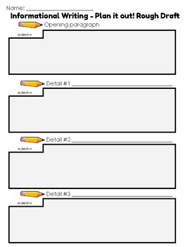 Preview of Informational Writing Organization planning sheet