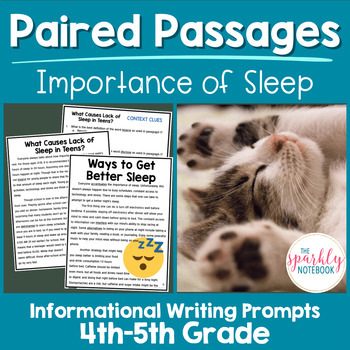 Preview of Informational Writing Paired Passages Activities 4th & 5th Grade Important Sleep