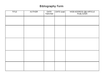 Preview of Blank Bibliography Chart
