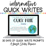 Informational Writing Prompts | Informative Quick Writes |