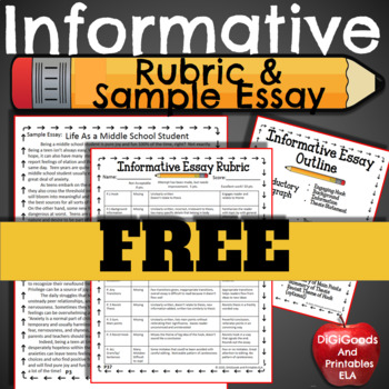 Preview of Informational Informative Explanatory Writing Rubric and Mentor Essay FREE