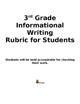 Preview of Informational Writing Rubric for Students