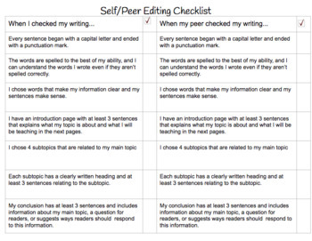 Preview of Informational Writing - Self/Peer Editing Checklist 