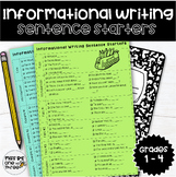 Informational Writing Sentence Starter Cheat Sheet