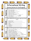 Informational Writing Sentence Starters/Graphic Organizer
