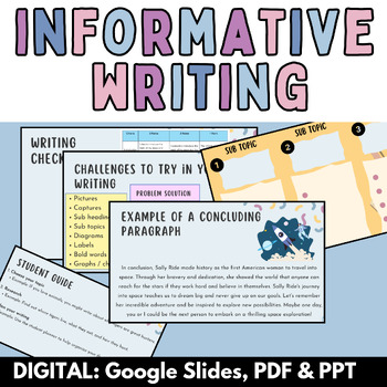 Preview of Informational Writing | Teaching slides student planner | DIGITAL & PRINTABLE
