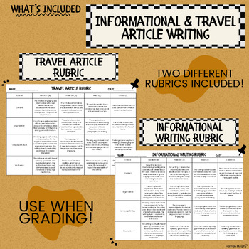 Preview of Informational Writing & Travel Article Rubrics
