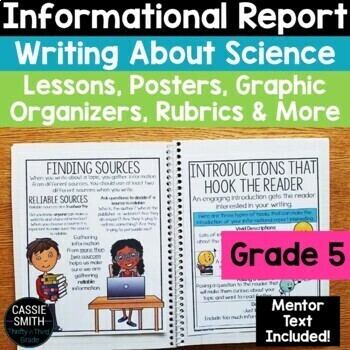 Preview of Informational Writing Unit 5th Grade Graphic Organizer Anchor Charts Research