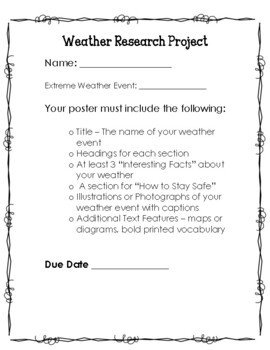 Informational Writing - Weather Research Project by KT's Classroom