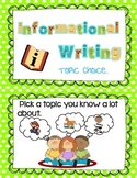 Informational Writing - topic choice chart cards