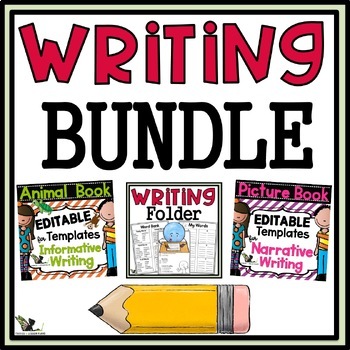 Preview of Informational and Narrative Writing Templates Bundle with Writing Folder