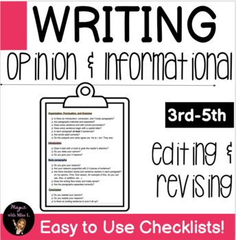 Preview of Informational and Opinion Writing Checklist Bundle | Editing & Revising