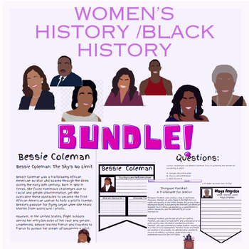 Preview of Informational reading passages, Women's History and Black History Month bundle