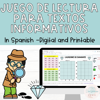 Preview of Informational text game in Spanish | Literacy Game & Test Prep in Spanish
