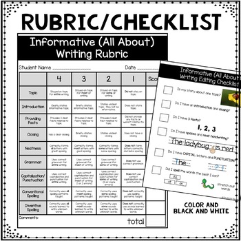 Informative (All About) Writing Assessment and Rubric by JD's Rockin ...