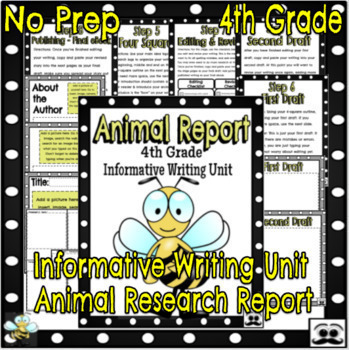 Preview of Informative Animal Report Research Writing Unit - 4th Grade- Digital Resource