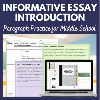 Preview of Informative Essay Informational Writing Introduction Paragraph for Middle School