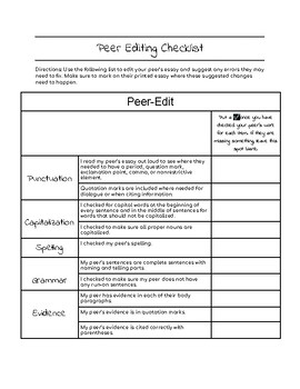 peer editing checklist essay