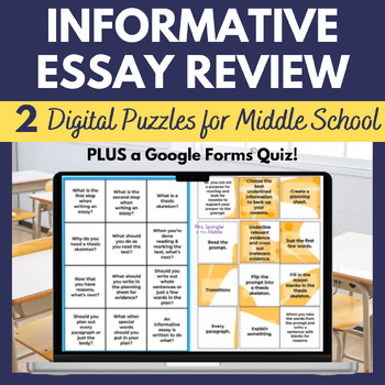 Preview of Informative Essay Digital Puzzle Review Activity - Informational - Middle School