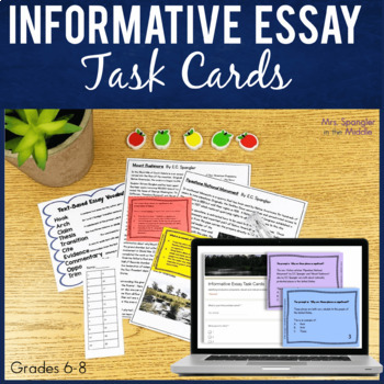 Preview of Informative Essay Task Cards Text Based Printable AND Digital