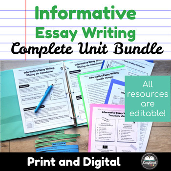 Preview of Informative Essay Writing Complete Unit Bundle Activities - Graphic Organizers