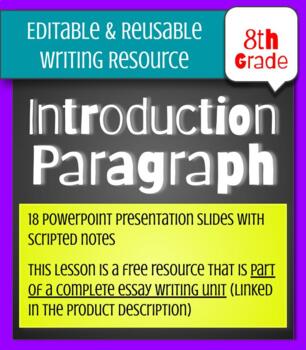 Preview of Informative Essay Lesson 2_Introduction Paragraph_W.2_8th Grade