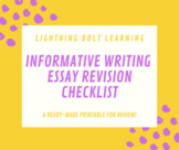 Informative Essay Writing Revision Checklist