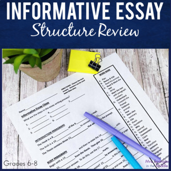 Preview of Informative Essay Writing Structure and Terms Review for Middle School