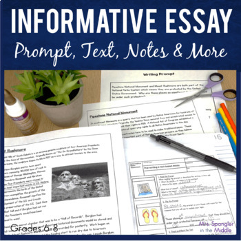 Preview of Informative Essay Writing Unit -Middle School Printable Texts Notes Organizers