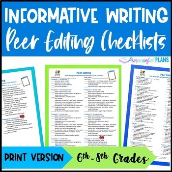 Preview of Peer Editing Checklist - 3 Informative/Expository Writing Peer Review Checklists