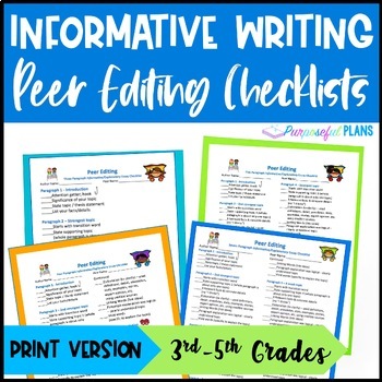Preview of Peer Editing Checklist - 4 Informative/Expository Writing Peer Review Checklists
